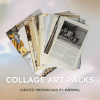 Collage Art Pack featuring 50–70 carefully curated cut-outs from vintage and modern magazines, neatly arranged on a white background.